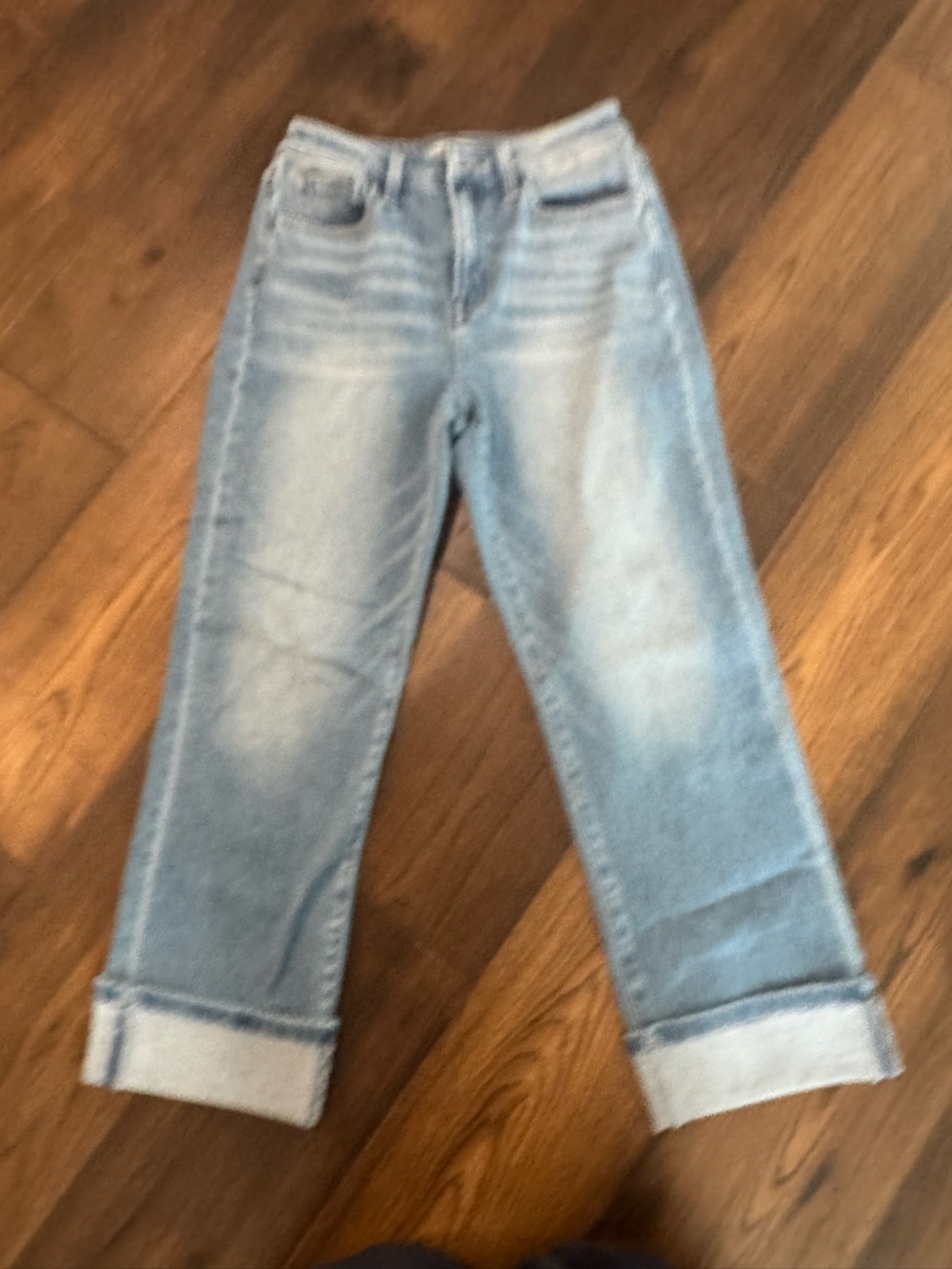 Flying Monkey Washed Light Blue Boyfriend Jeans with Cuffed Hem.  Never worn.